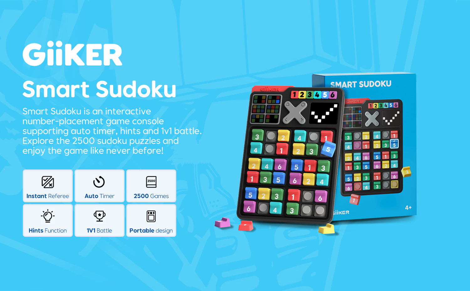 GiiKER Smart Sudoku Puzzle Board Game, Original 2500 Challenges Brain Teasers Desktop Puzzle Toys